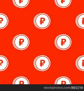 Coin ruble pattern repeat seamless in orange color for any design. Vector geometric illustration. Coin ruble pattern seamless
