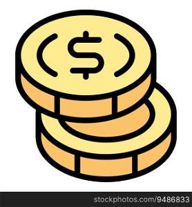 Coin stack icon outline vector. Bank mobile. Payment mobile color flat. Coin stack icon vector flat
