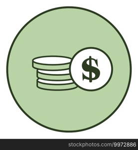 Coin stack, illustration, vector on white background.