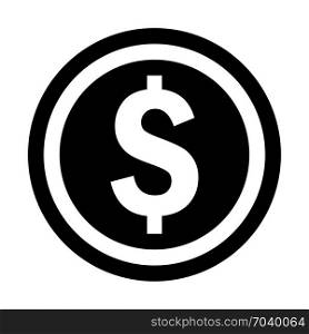 Coin wih dollar symbol, icon on isolated background
