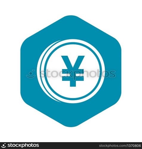 Coin yen icon in simple style isolated on white background. Monetary currency symbol. Coin yen icon, simple style