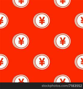 Coin yen pattern repeat seamless in orange color for any design. Vector geometric illustration. Coin yen pattern seamless