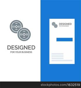 Coins, China, Chinese Grey Logo Design and Business Card Template