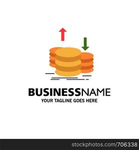 coins, finance, capital, gold, income Flat Color Icon Vector