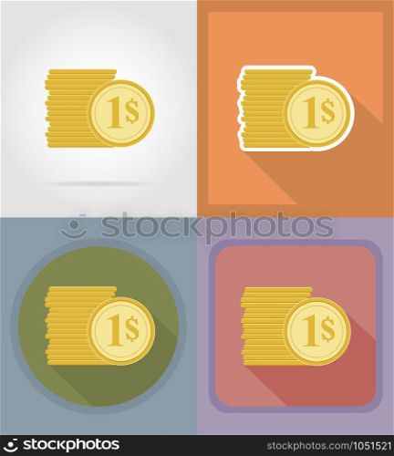 coins flat icons vector illustration isolated on background
