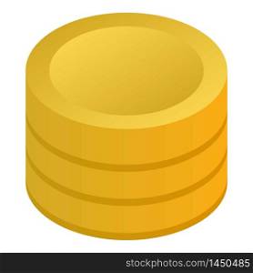 Coins icon. Isometric of coins vector icon for web design isolated on white background. Coins icon, isometric style