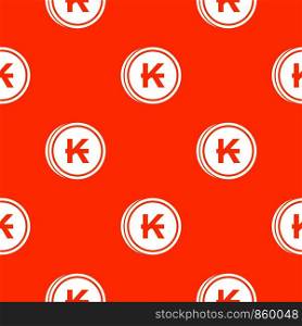 Coins lao kip pattern repeat seamless in orange color for any design. Vector geometric illustration. Coins lao kip pattern seamless