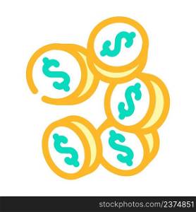 coins money color icon vector. coins money sign. isolated symbol illustration. coins money color icon vector illustration