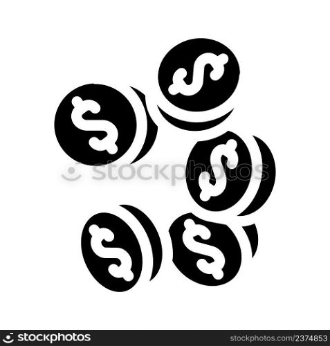coins money glyph icon vector. coins money sign. isolated contour symbol black illustration. coins money glyph icon vector illustration