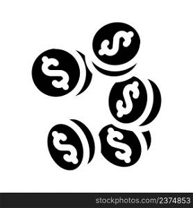 coins money glyph icon vector. coins money sign. isolated contour symbol black illustration. coins money glyph icon vector illustration