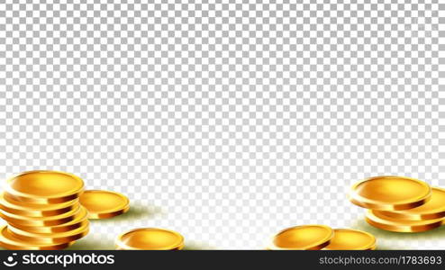 Coins Money Investment Or Saving Piggy Bank Vector. Metallic Coins Treasure For Pay And Buy Goods In Market. Finance Wealth Fortune, Banking Pounds Template Realistic 3d Illustration. Coins Money Investment Or Saving Piggy Bank Vector