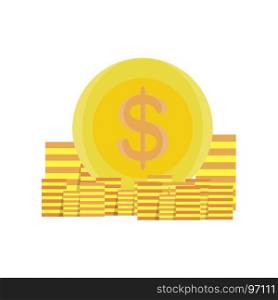 Coins money vector gold illustration design icon bank business cartoon design dollar isolated element