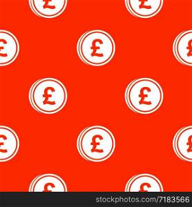 Coins of pound pattern repeat seamless in orange color for any design. Vector geometric illustration. Coins of pound pattern seamless