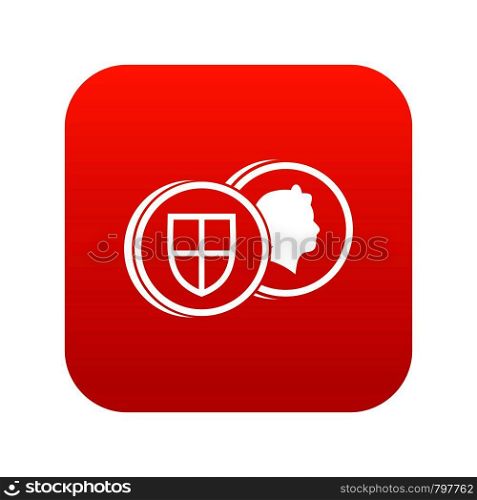 Coins of UK icon digital red for any design isolated on white vector illustration. Coins of UK icon digital red