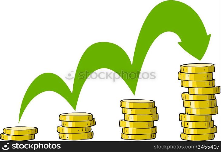 Coins on a white background, vector illustration