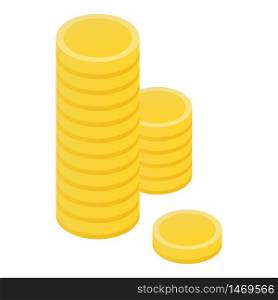 Coins stack icon. Isometric of coins stack vector icon for web design isolated on white background. Coins stack icon, isometric style