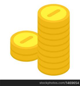 Coins stack icon. Isometric of coins stack vector icon for web design isolated on white background. Coins stack icon, isometric style