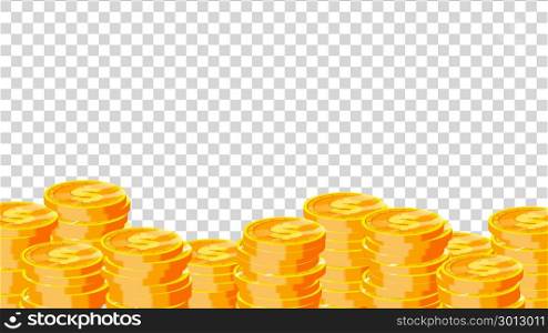 Coins Vector. Gold Dollar Coins. Finance Heap, Dollar Coin Pile. Golden Money. Isolated On Transparent Background Flat Illustration. Coins Vector. Gold Dollar Coins. Finance Heap, Dollar Coin Pile. Golden Money. Isolated Flat Illustration