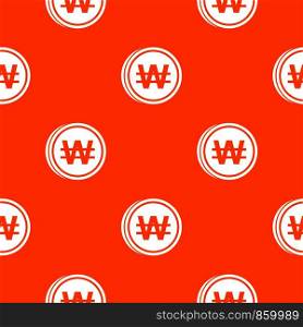 Coins won pattern repeat seamless in orange color for any design. Vector geometric illustration. Coins wont pattern seamless