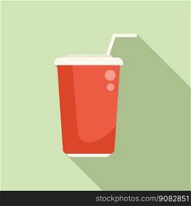 Cola cup icon flat vector. Fast food. Box lunch. Cola cup icon flat vector. Fast food