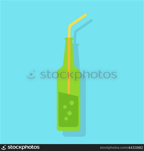 Cold Alcohol Coctail. Cold alcohol coctails and other drinks isolated. Cocktail drink fruit juice in flat design style. Retro style holiday cocktail. Vector ilustration