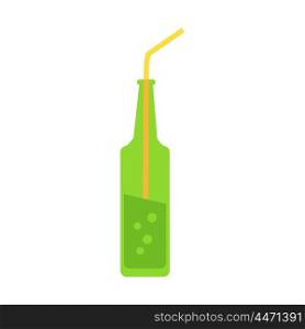 Cold Alcohol Coctail. Cold alcohol coctails and other drinks isolated. Cocktail drink fruit juice in flat design style. Retro style holiday cocktail. Vector ilustration