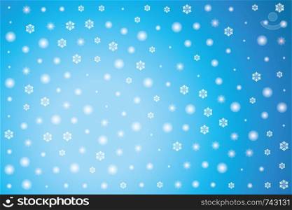 Cold blue winter background with snowflakes and stars