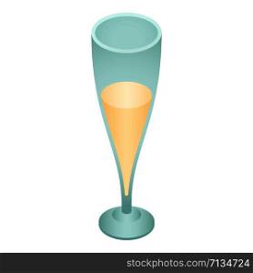 Cold champagne glass icon. Isometric of cold champagne glass vector icon for web design isolated on white background. Cold champagne glass icon, isometric style