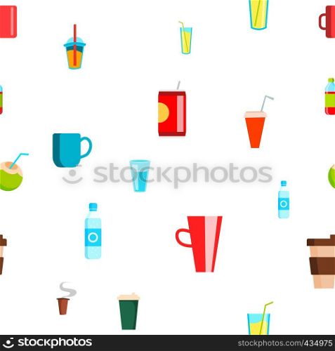 Cold Hot Drink Seamless Pattern Vector. Tropical, Cafe Beverage. Cute Graphic Texture. Textile Backdrop. Colorful Background Illustration. Cold Hot Drink Seamless Pattern Vector. Tropical, Cafe Beverage. Cute Graphic Texture. Textile Backdrop. Cartoon Colorful Background Illustration