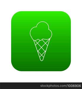 Cold ice cream icon green vector isolated on white background. Cold ice cream icon green vector