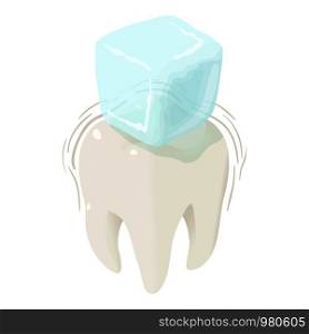 Cold ice on tooth icon. Isometric of cold ice on tooth vector icon for web design isolated on white background. Cold ice on tooth icon, isometric style
