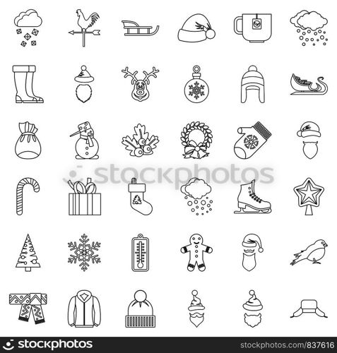 Cold icons set. Outline style of 36 cold vector icons for web isolated on white background. Cold icons set, outline style