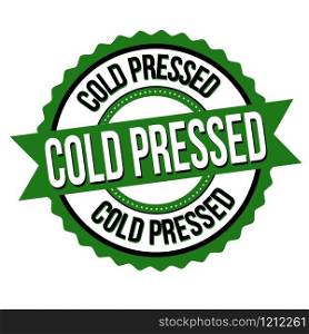 Cold pressed label or sticker on white background, vector illustration