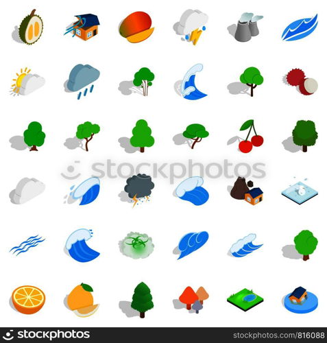 Cold season icons set. Isometric style of 36 cold season vector icons for web isolated on white background. Cold season icons set, isometric style