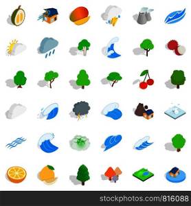 Cold season icons set. Isometric style of 36 cold season vector icons for web isolated on white background. Cold season icons set, isometric style