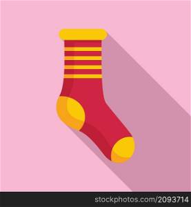 Cold sock icon flat vector. Wool sock. Cotton fashion item. Cold sock icon flat vector. Wool sock