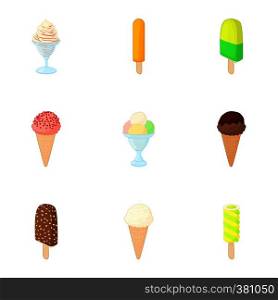 Cold sweetness icons set. Cartoon illustration of 9 cold sweetness vector icons for web. Cold sweetness icons set, cartoon style