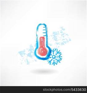 Cold thermometer grunge icon