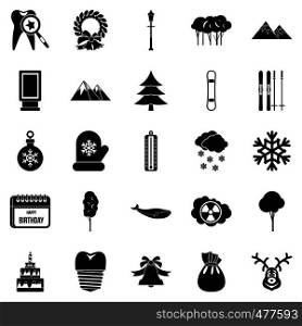 Cold weather icons set. Simple set of 25 cold weather vector icons for web isolated on white background. Cold weather icons set, simple style