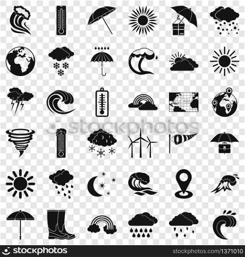 Cold weather icons set. Simple style of 36 cold weather vector icons for web for any design. Cold weather icons set, simple style