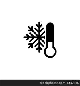 Cold Weather Thermometer, Low Temperature, Frost. Flat Vector Icon illustration. Simple black symbol on white background. Cold Weather Thermometer sign design template for web and mobile UI element. Cold Weather Thermometer, Low Temperature, Frost. Flat Vector Icon illustration. Simple black symbol on white background. Cold Weather Thermometer sign design template for web and mobile UI element.