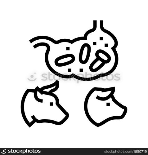 coli bacillus domestic animal line icon vector. coli bacillus domestic animal sign. isolated contour symbol black illustration. coli bacillus domestic animal line icon vector illustration