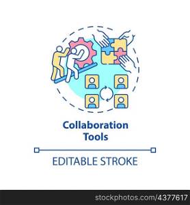 Collaboration tools concept icon. Effective teamwork functionality abstract idea thin line illustration. Isolated outline drawing. Editable stroke. Roboto-Medium, Myriad Pro-Bold fonts used. Collaboration tools concept icon