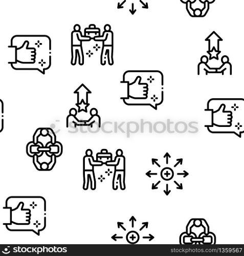 Collaboration Work Seamless Pattern Vector Thin Line. Illustrations. Collaboration Work Seamless Pattern Vector