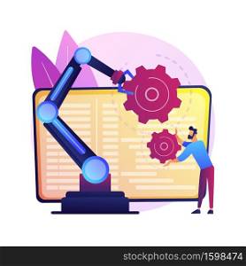 Collaborative robotics abstract concept vector illustration. Collaborative artificial intelligence, manufacturing robotics, cobot automatization, safe industry solutions abstract metaphor.. Collaborative robotics abstract concept vector illustration.