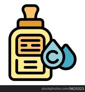 Collagen bottle icon outline vector. Care cream. Molecule gel color flat. Collagen bottle icon vector flat