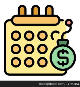 Collateral calendar icon outline vector. Marketing loan. Time money color flat. Collateral calendar icon vector flat