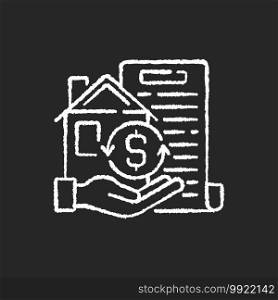 Collateral chalk white icon on black background. Security for loan repayment. Real estate, assets form. Valuable property. Protection for lender interests. Isolated vector chalkboard illustration. Collateral chalk white icon on black background