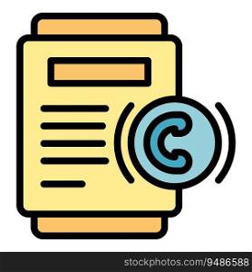 Collateral copyright icon outline vector. Loan payment. Marketing credit color flat. Collateral copyright icon vector flat