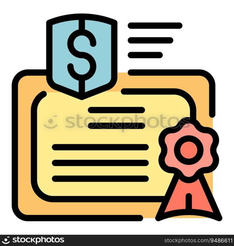 Collateral diploma icon outline vector. Loan bank. Finance time color flat. Collateral diploma icon vector flat